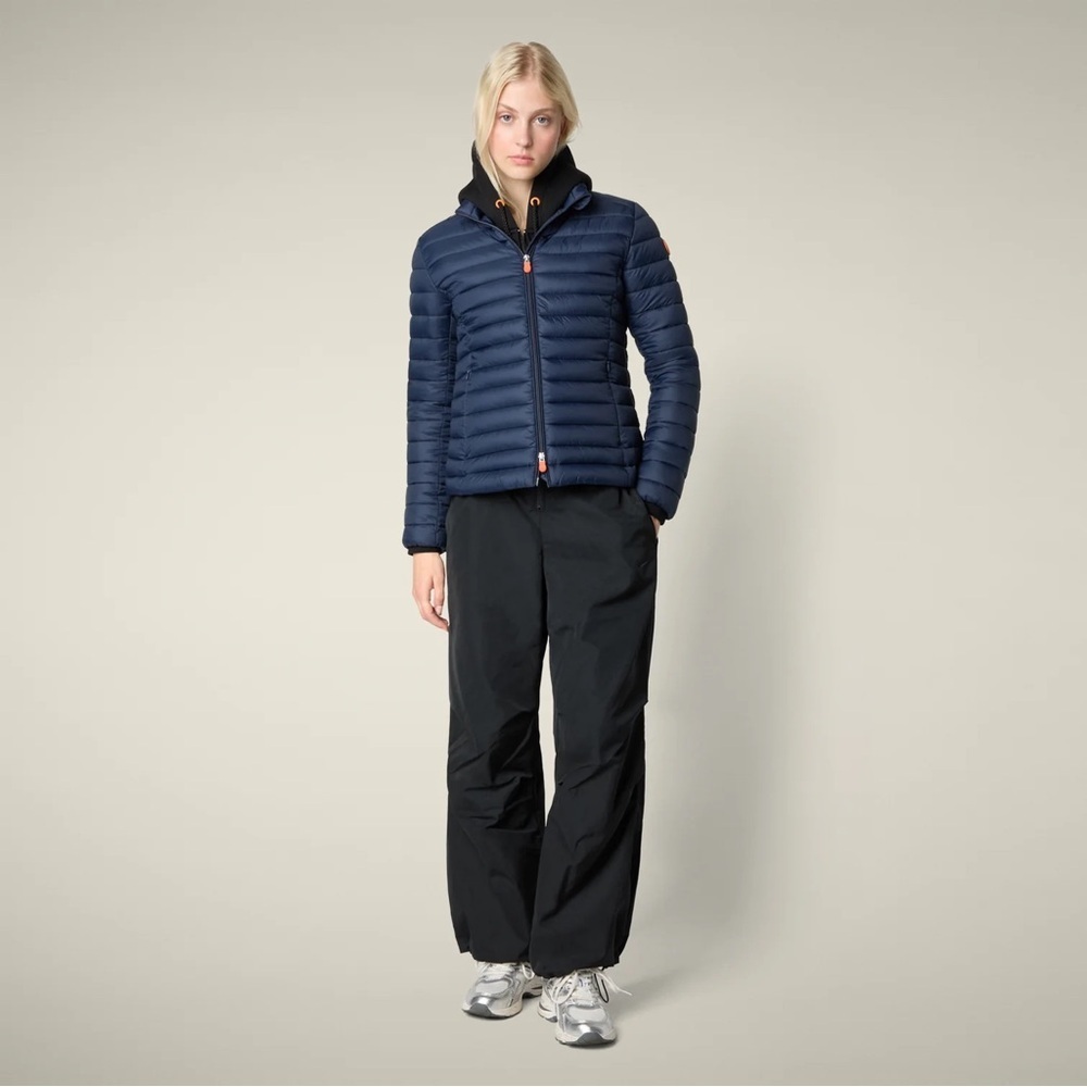 SAVE THE DUCK WOMEN'S ANIMAL FREE PUFFER JACKET MOD. CARLY IN NAVY BLUE
